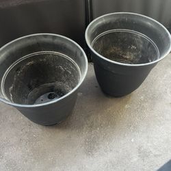 2 Black Flower Pots