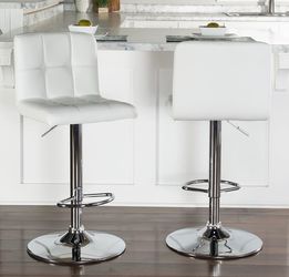 White faux leather tufted stools-8 available