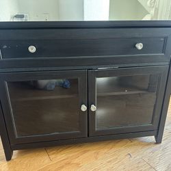 FREE!! Dark Wood Storage Cabinet w/ Drawer & Glass Doors – Great Condition