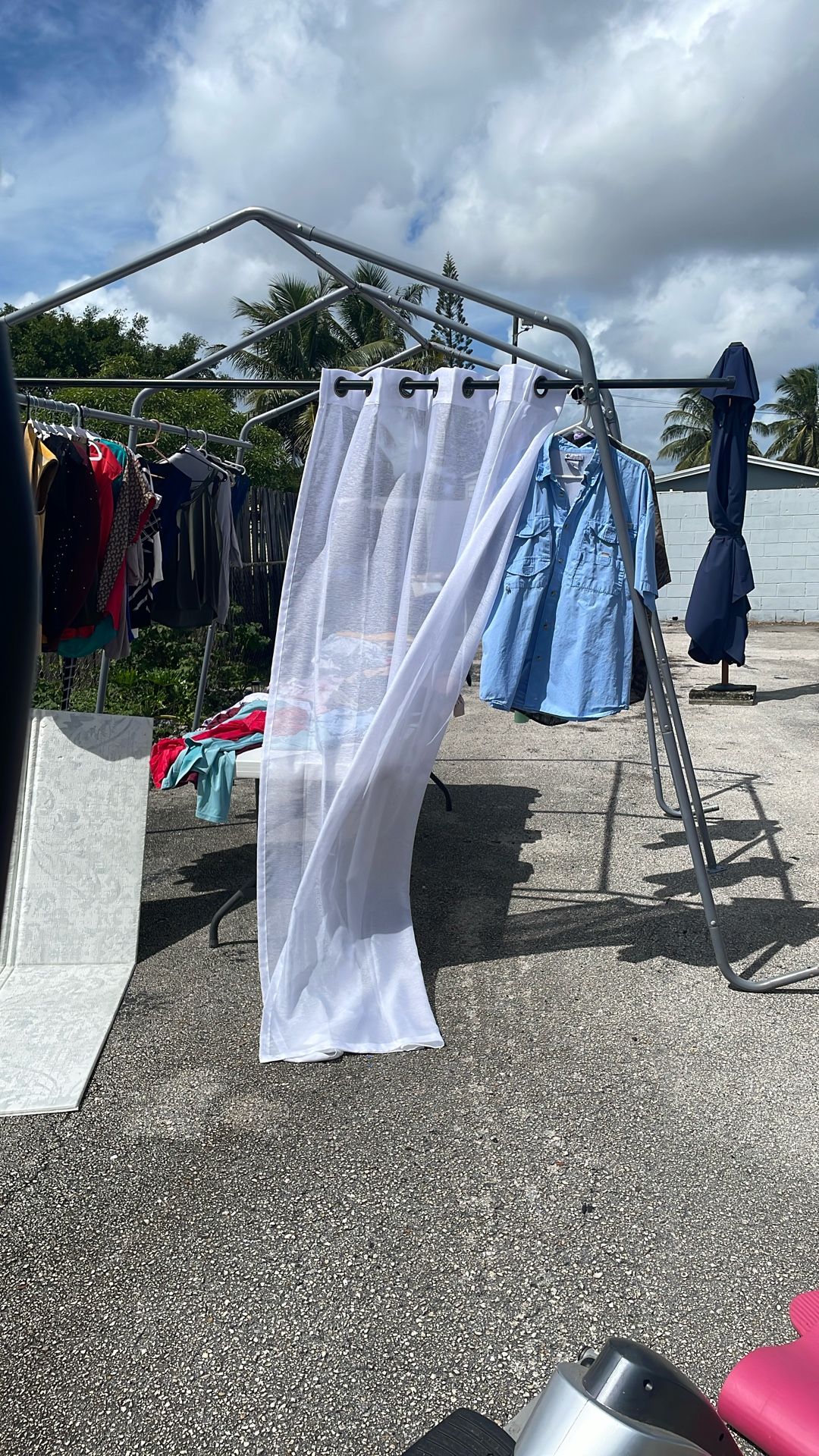4x Chiffon Curtains With Rod
