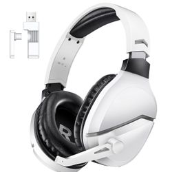 Wireless Gaming Headset with Noise Canceling Microphone for PS5, PC, PS4, 2.4G/Bluetooth Gaming Headphones with USB and Type-c Connector, Wired Mode f