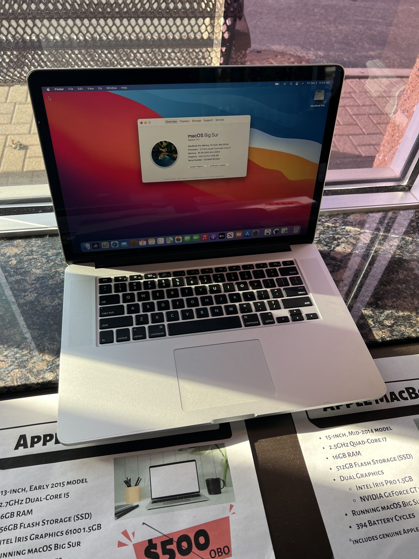 Apple 2014 15” MacBook Pro Quad Core i7 16gb RAM 512gb