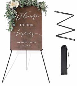 Easel Stand for Wedding Sign Poster 63'' Instant Display Easel for Floor Adjustable Metal Art Easel Black