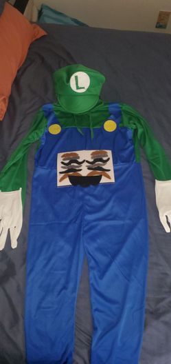 Luigi Halloween Costume with Hat and Gloves