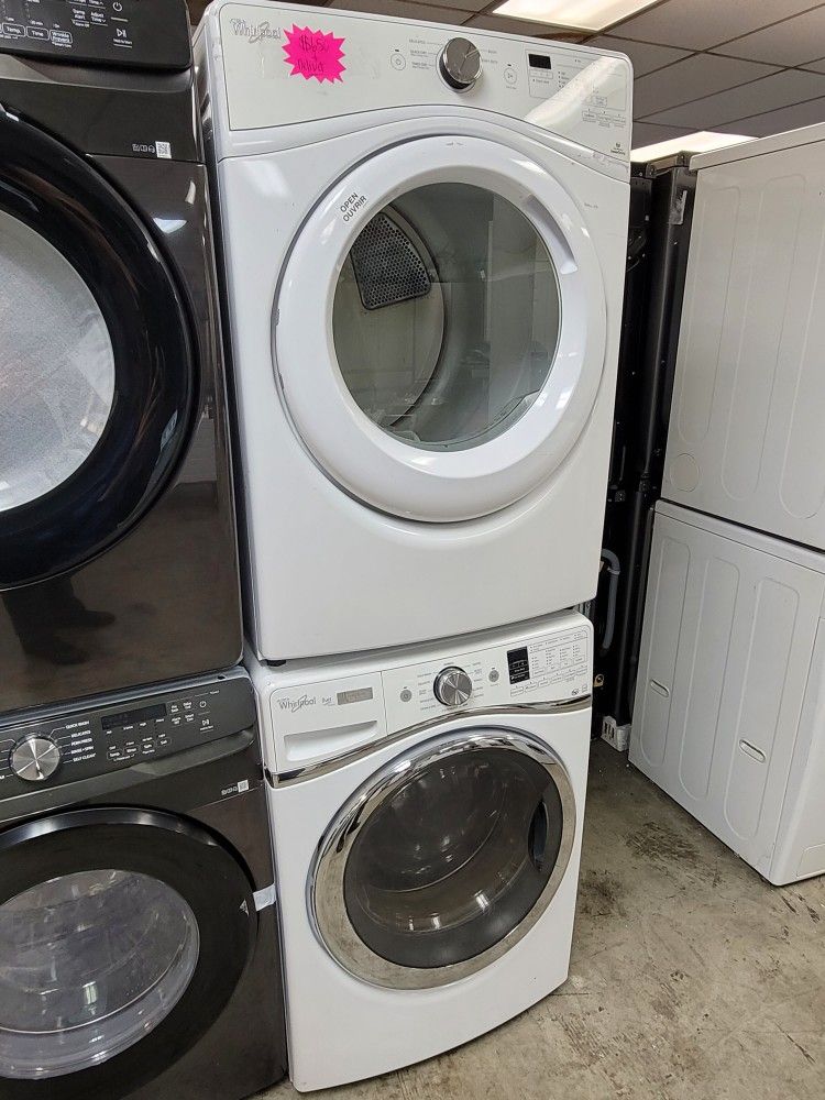 Whirlpool Front Loading Washer And Stackable Gas Dryer Set