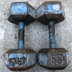 35lbs Dumbbells In Solid Condition Workout Weights