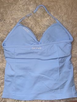 DFYNE Light Blue Halter Workout Top