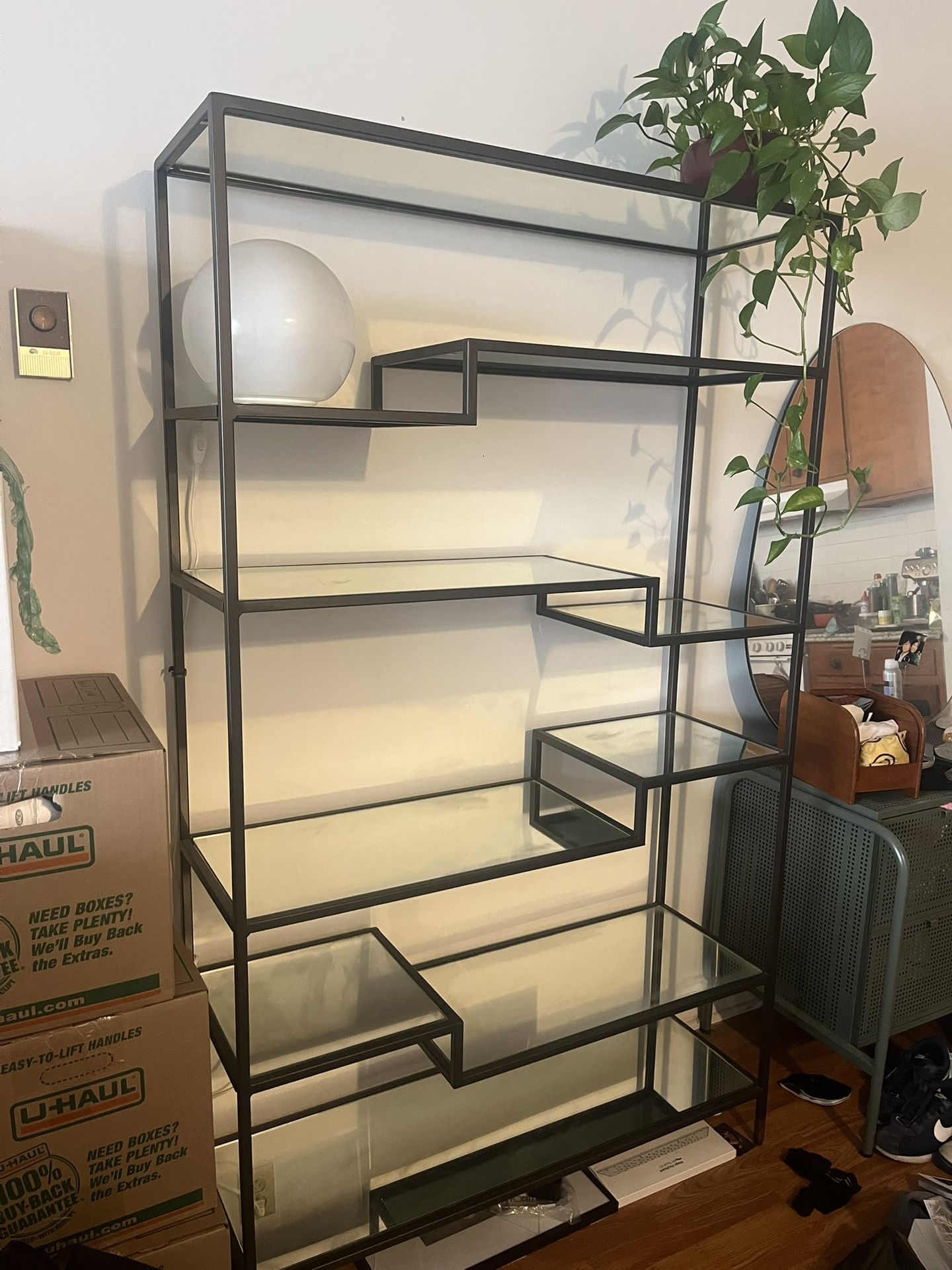 West Elm Tiered Bookshelf Mirrored Glass
