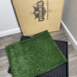 Artificial Grass Puppy Pee Pad for Dogs and Small Pets - 20×25 Reusable 3-Layer Training Potty Pad with Tray - Dog Housebreaking Supplies by PETMAKER 