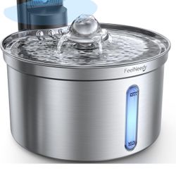 Cordless Cat Water Fountain Stainless Steel with Motion Sensor, Water-Battery Separation Safety Design,4000mAh Battery Operated Cat Water Dispenser fo