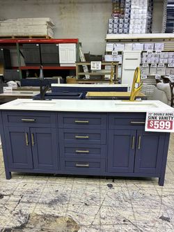 72" Double Bowl Sink Vanity – Navy Blue