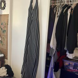 Black Pin Strip Jumpsuit