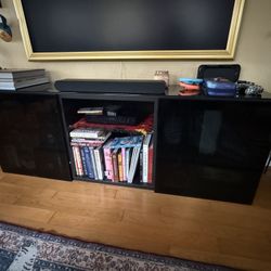 IKEA Besta TV Stand with Glass Top And Storage