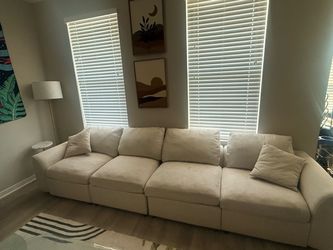Large Cream Modular Sectional Sofa