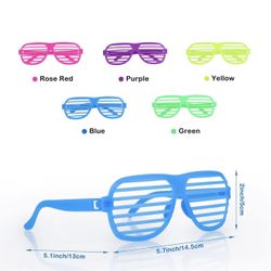 15 Pack Shutter Shades Glasses 80s Party Favors Plastic Glasses for Kids Neon Shutter Party Glasses