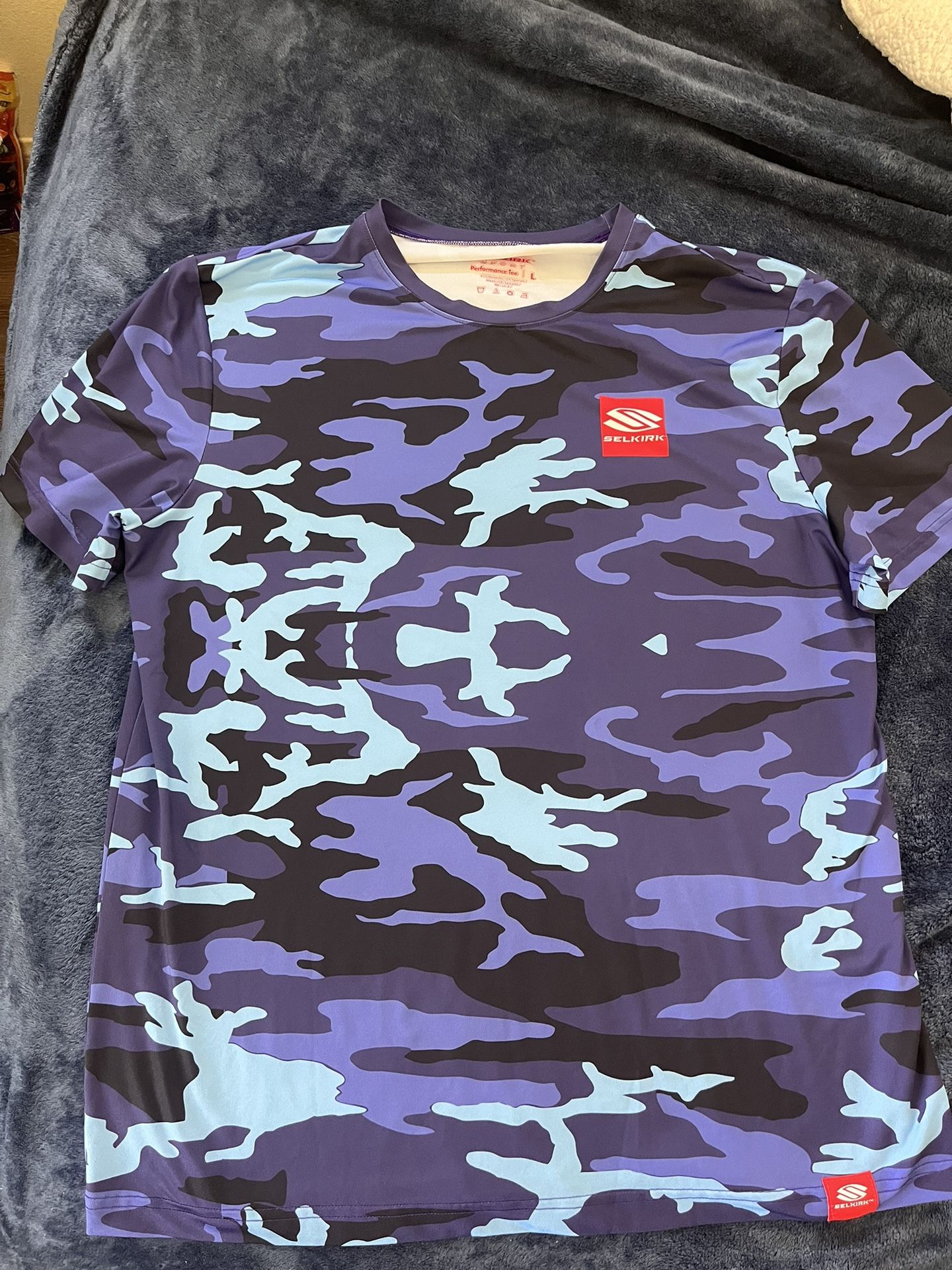 Fun Selkirk Men's Red Label Short Sleeve Crew - Camo - Stretch-Wik Technology (Size Large- Pickleball Shirt)