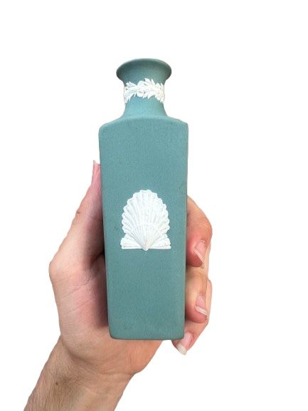 Wedgwood Teal Green Jasperware Bud Vase Seashell