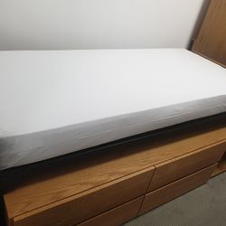 COMPLETE TWIN BED SET WITH BOTTOM DRESSER, BED AND FRAME (HOME4)