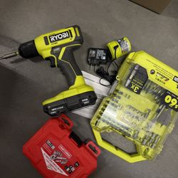 Drill Set And Assorted Tools 