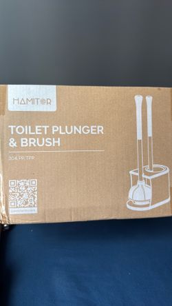 HAMITOR Toilet Plunger and Brush Set: 2 in 1 Stainless Steel