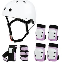 Kids Helmet and Pads Set, Adjustable Toddler Helmet Knee Pads for Girls 3-10, Protective Gear Set with Drawstring Bag, Helmet Elbow Wrist Guards for S