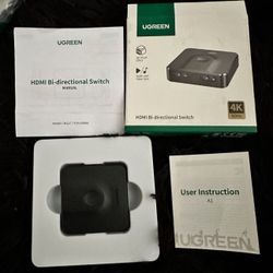 Switch 4K@60Hz with 3.3FT HDMI Cable, Bidirectional HDMI Splitter 2 in 1 Out HDMI Switcher Box Support HD Dolby 3D HDR Compatible with PS5/4 Xbox Roku