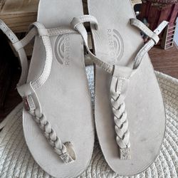 Leather rainbow braided sandals size 10 