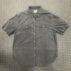 Vintage Levis Shirt Pearl Snap Mens XL Western Authentic Jeanswear Gray