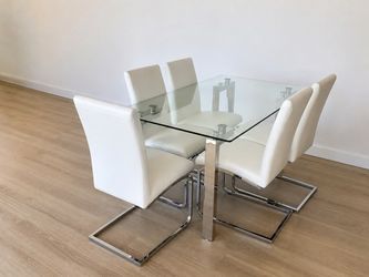 Modern Glass Dining Table Set + 6 Chairs