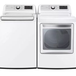LG Side-by-Side Washer & Dryer Set with Top Load Washer and Electric Dryer in White