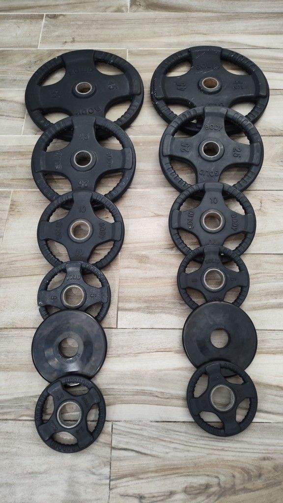 Rubber Coated Olympic Grip Plate Set 