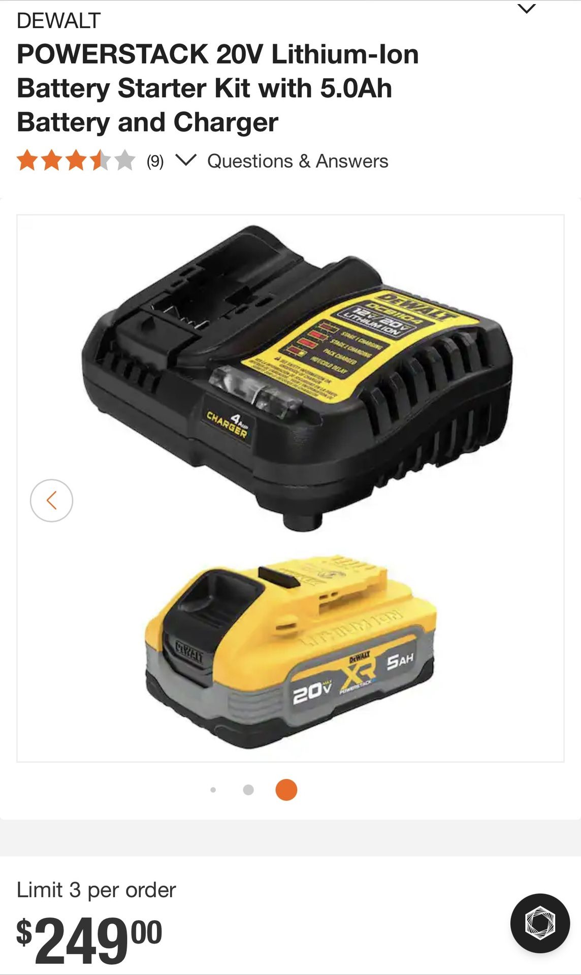 DeWALT POWERSTACK 20V Lithium-Ion Battery Starter Kit with 5.0Ah Battery and Charger