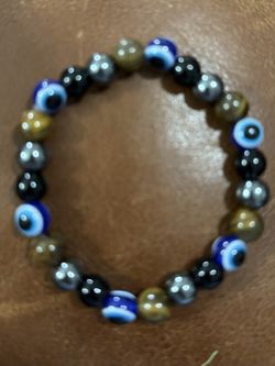 NEW Evil Eye, Obsidian, Tigers Eye And Hematite Bracelet 