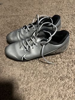 Silver Nike Vapor Low Football Cleats