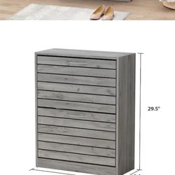 KF200191-02 22.4 in. W x 29.5 in. H Gray Wood Louver Door Shoe Storage Cabinet with 2-Drawers for Entryway Hallway