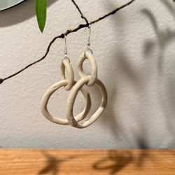 Handmade beige ceramic earrings