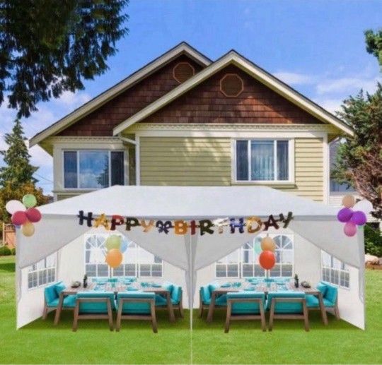 10x20 White Gazebo Wedding Party Tent Canopy With 4 Windows & 2 Sidewalls -6 (FOR SALE) #G3