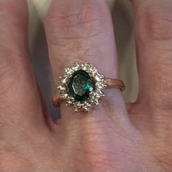New CZ green sapphire gold filled ring size 9