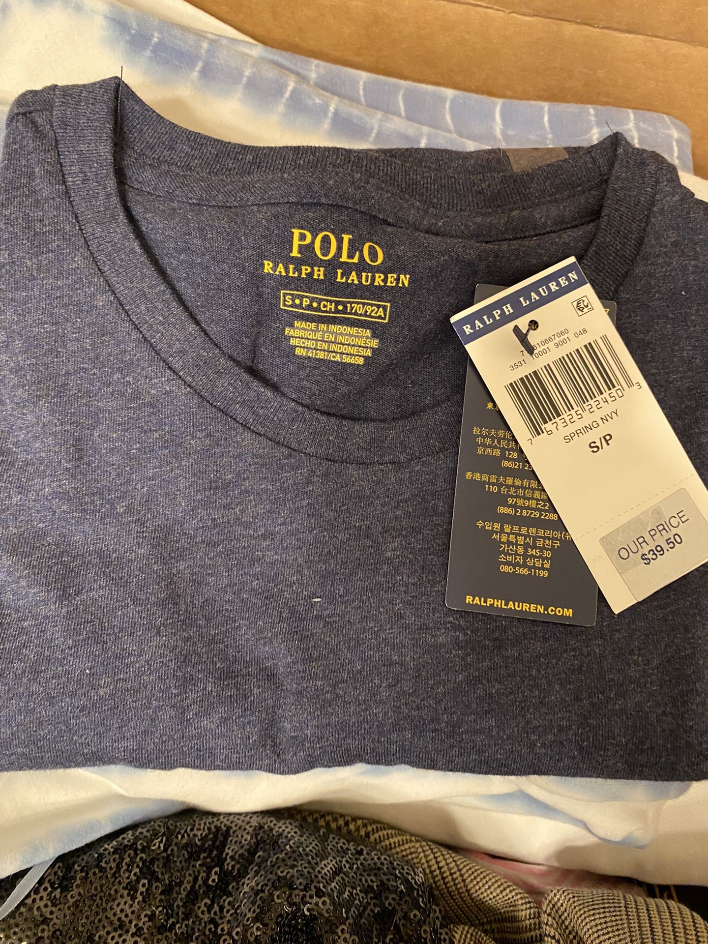 Brand new with tags Polo Ralph Lauren t shirt small heather navy blue.