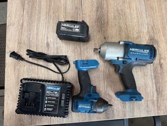 Hercules 20v Brushless Cordless  1/2 Torque Impact & 3/8 Inch Impact 4 Mode, 4AMP Charger