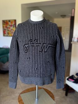 Off-white (Virgil Abloh) Grey Intarsia Knit Sweater Small Authentic