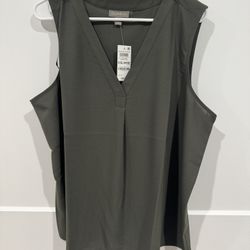 NWT Style&Co. Women's Sleeveless V-Neck Top - Olive Green, XXL