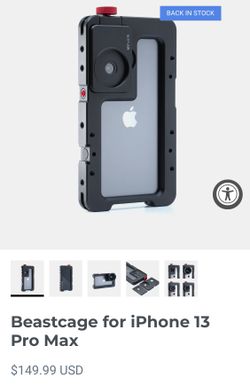 Beastcage for iPhone 13 Pro Max. iphone Camera Rig.  No lens included.  Just the Beastcage for the IPhone 13 Pro Max.  The retail price is over $149.0