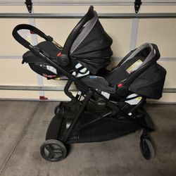 Two Graco Car Seats And Double Stroller, Perfect For Twins!