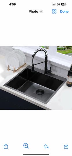 25x22 Inch Gunmetal Black Single Kitchen Sink (08BD)