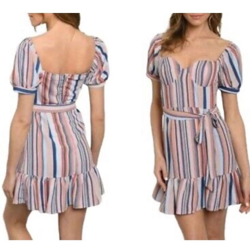Women's Off Shoulder Striped Mini Dress. NWT, Size Medium