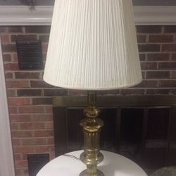 Brass Table Lamp with White Lamp Shade