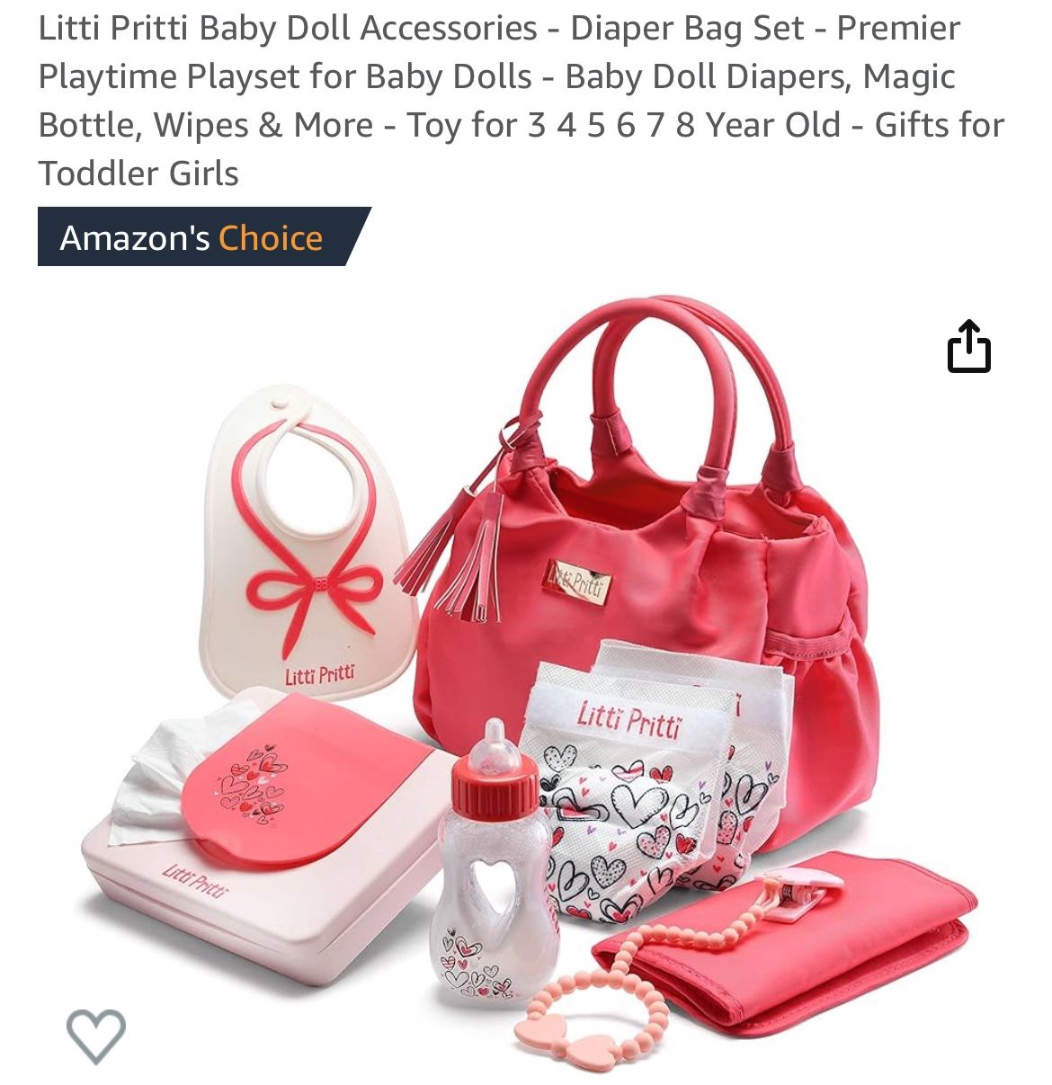 Litti Pritti Baby Doll Accessories - Diaper Bag Set