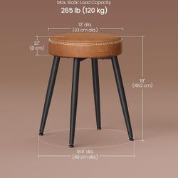 , Vanity Stools, Synthetic Leather with Stitching, Mid-Century Mode