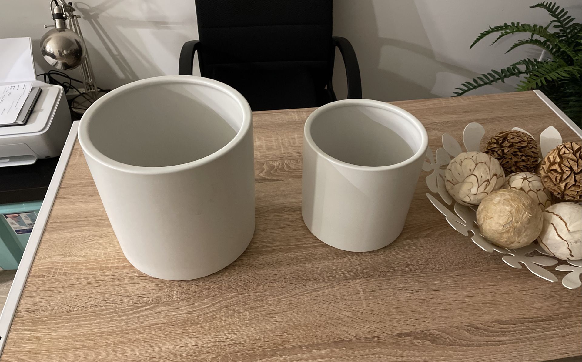 Fopamtri Plant Pot Set Matte White Ceramic Planter for Indoor Outdoor Plants Flowers Medium 8" Large 10 Inch Modern Cylinder Flower Pot with Drainage